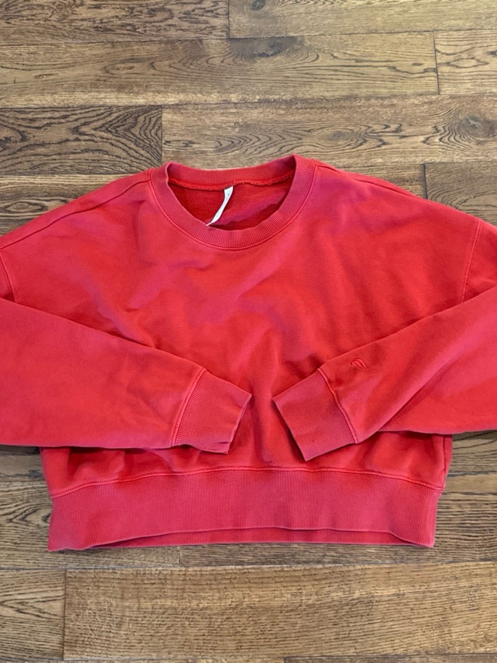 Fabletics Red Cropped Crewneck Sweatshirt